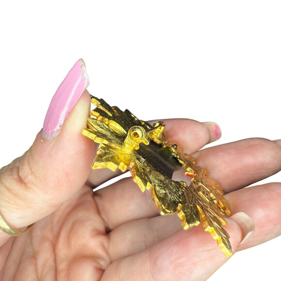 VTG Celebrate Autumn Leaf Brooch Kenneth Cole Gold Tone Enamel Fall Harvest - Picture 9 of 9